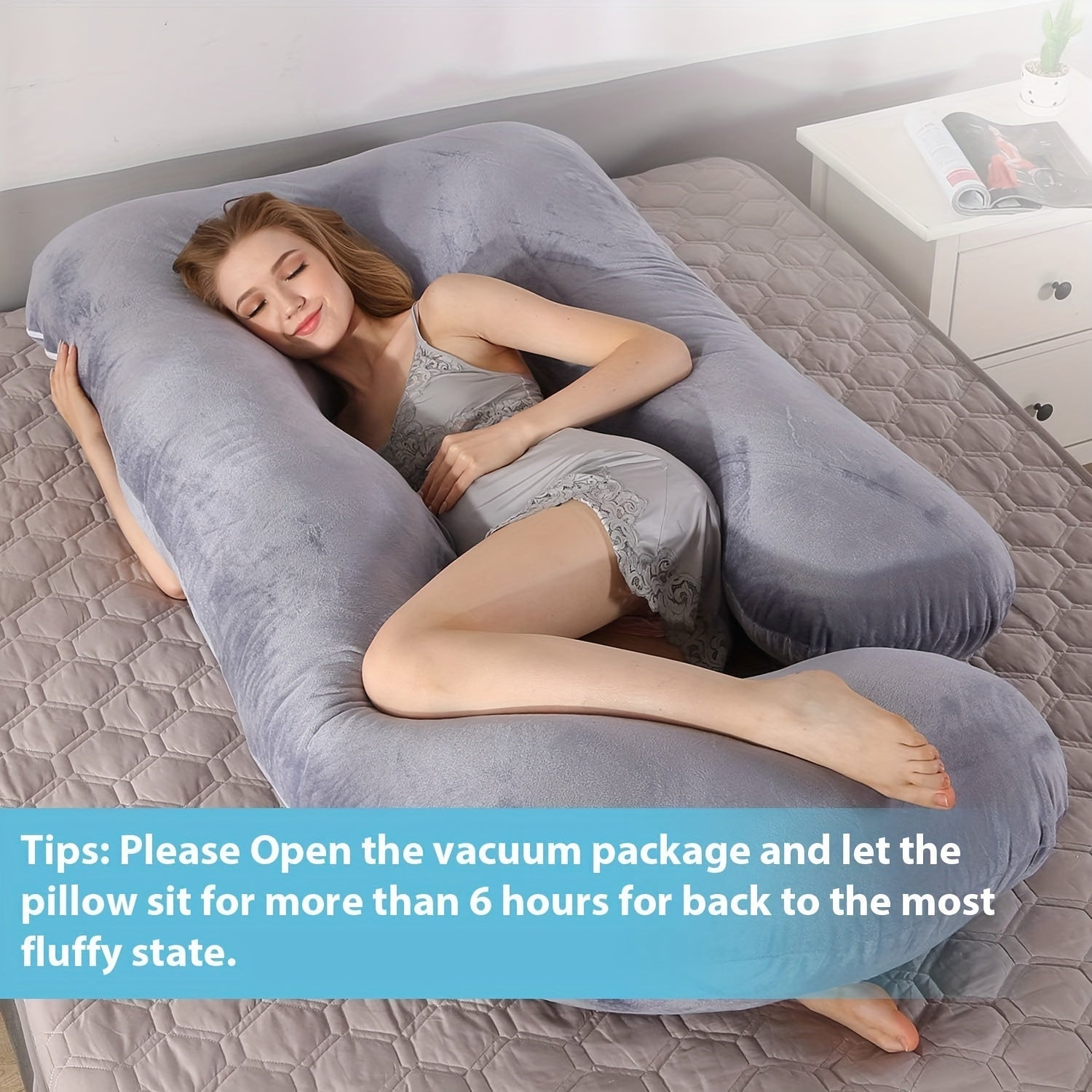 Pregnancy Pillow C-Shaped Belly Support Velvet Removable Washable Cover for Side Sleeping