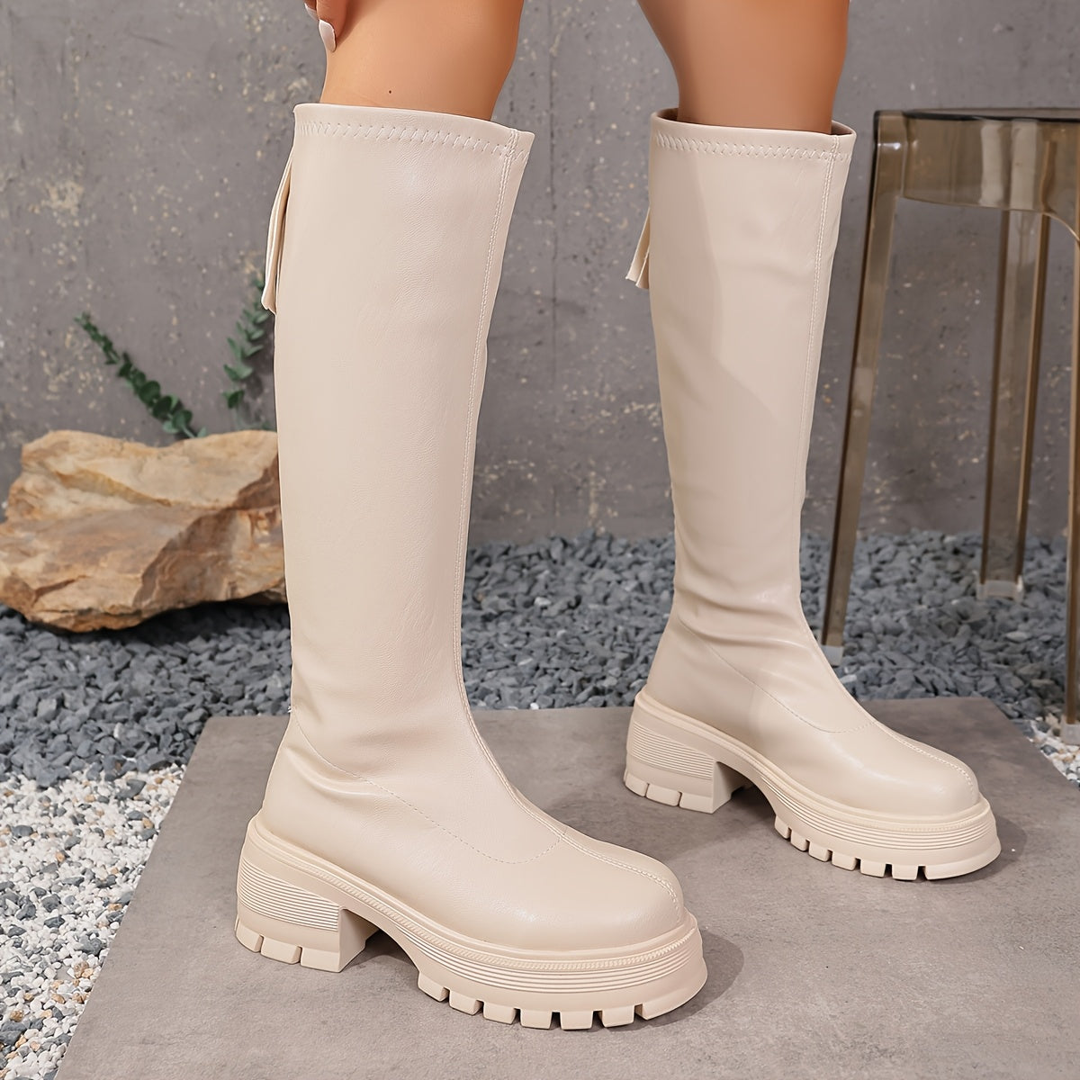 Women's Western Cowgirl Boots Slip-On Leather Block Heel All-Season