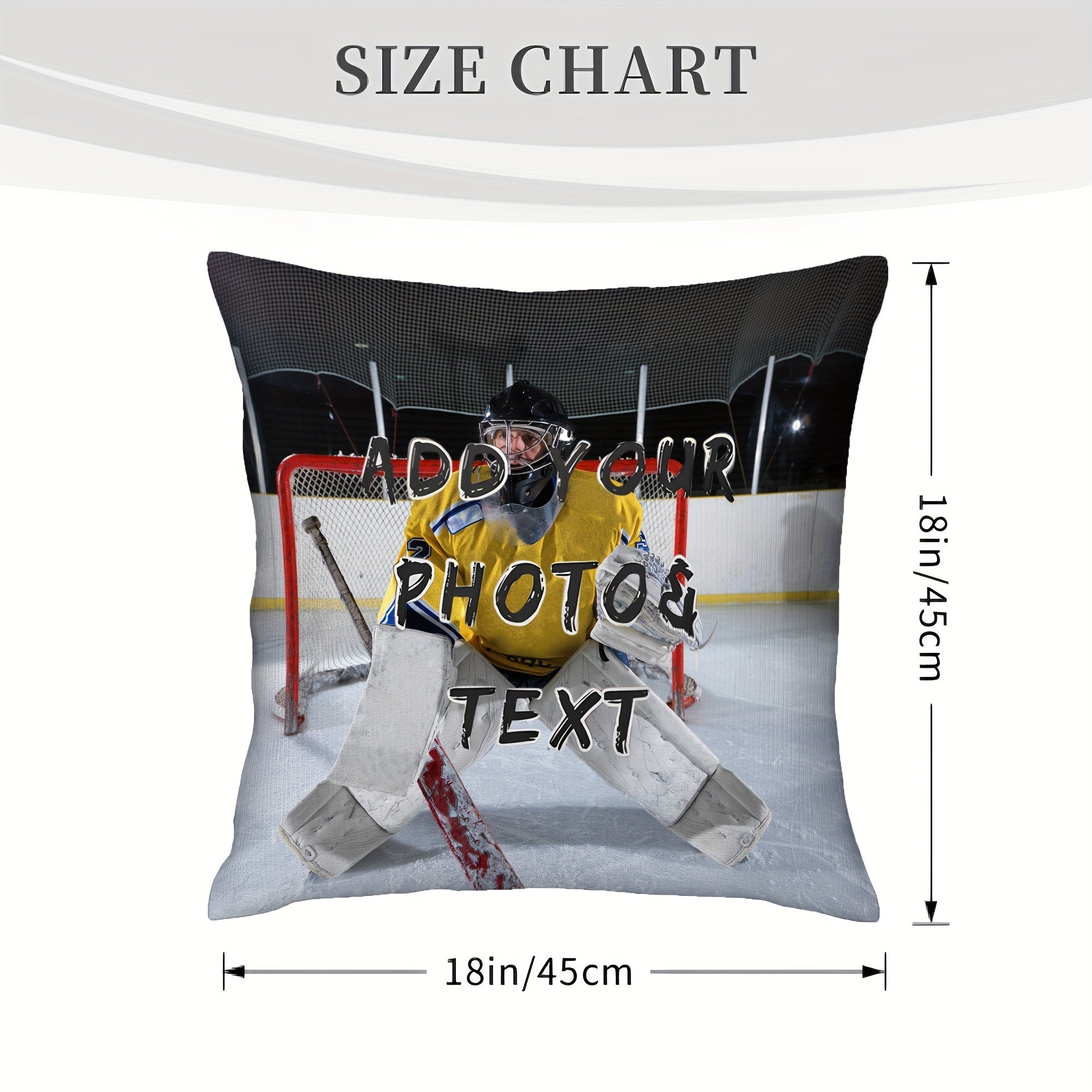 Personalized Ice Hockey Goalie Pillow Cover 45.72cm Polyester Plush Gift