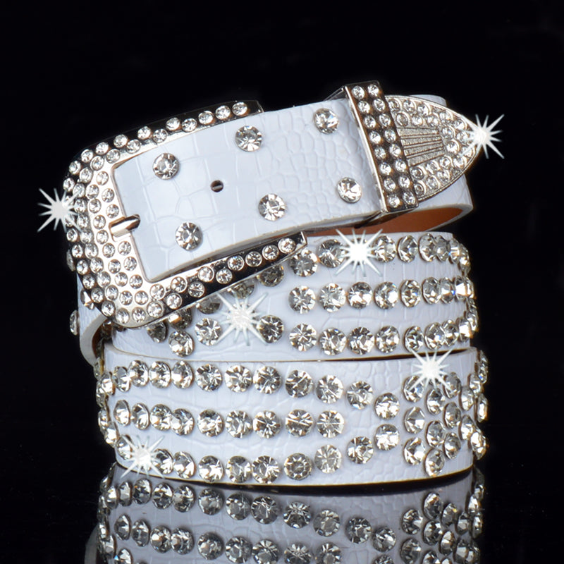 Western-Inspired Rhinestone Studded Belt for Jeans Punk Style Accessories