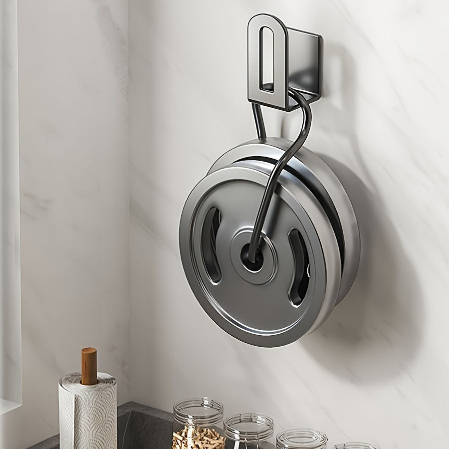 Wooden Wall-Mounted Hook Rack with Stainless Steel Hooks for Kitchen Bathroom Bedroom