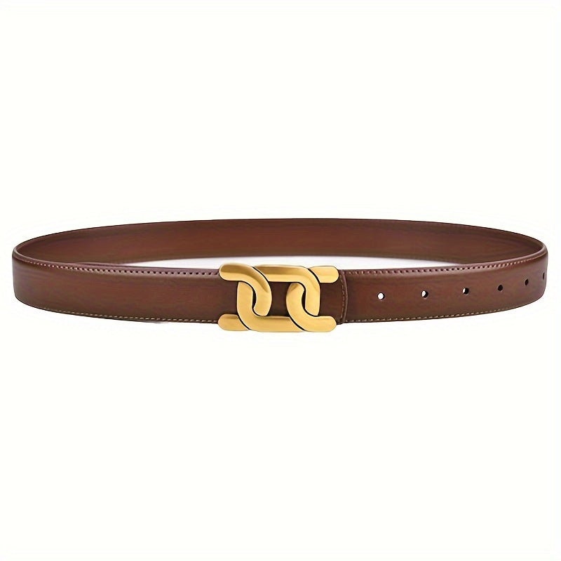 Women's Vintage Retro PU Leather Belt with Alloy Buckle for Casual Jeans