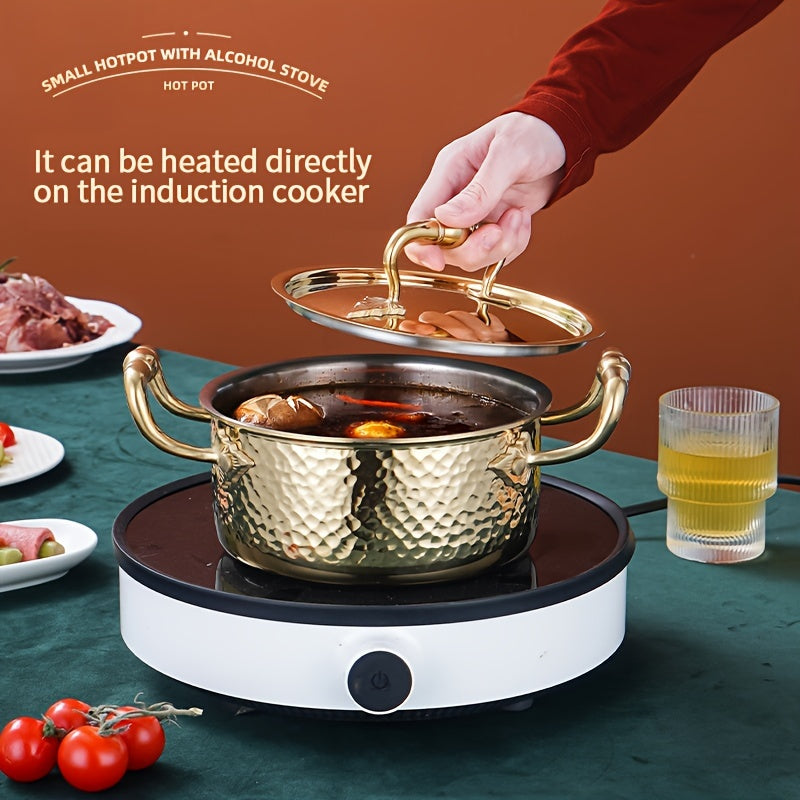Stainless Steel Single Serving Hot Pot for Induction Cookers Outdoor Dining
