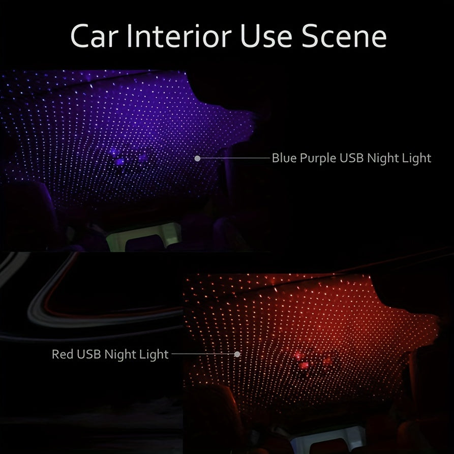 Night Light Projector for Car Roof Interior Adjustable USB-Powered Romantic Ceiling Bedroom