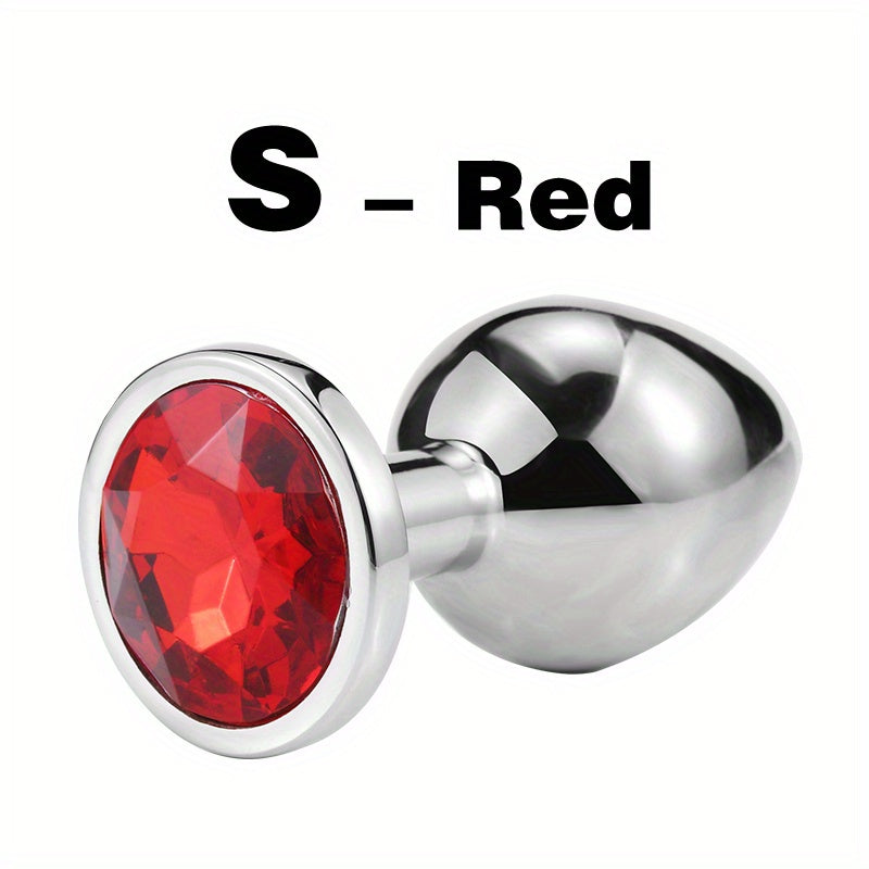 Adult Metal Anal Plug Butt Plug with Gem Base, Couples Sex Toy