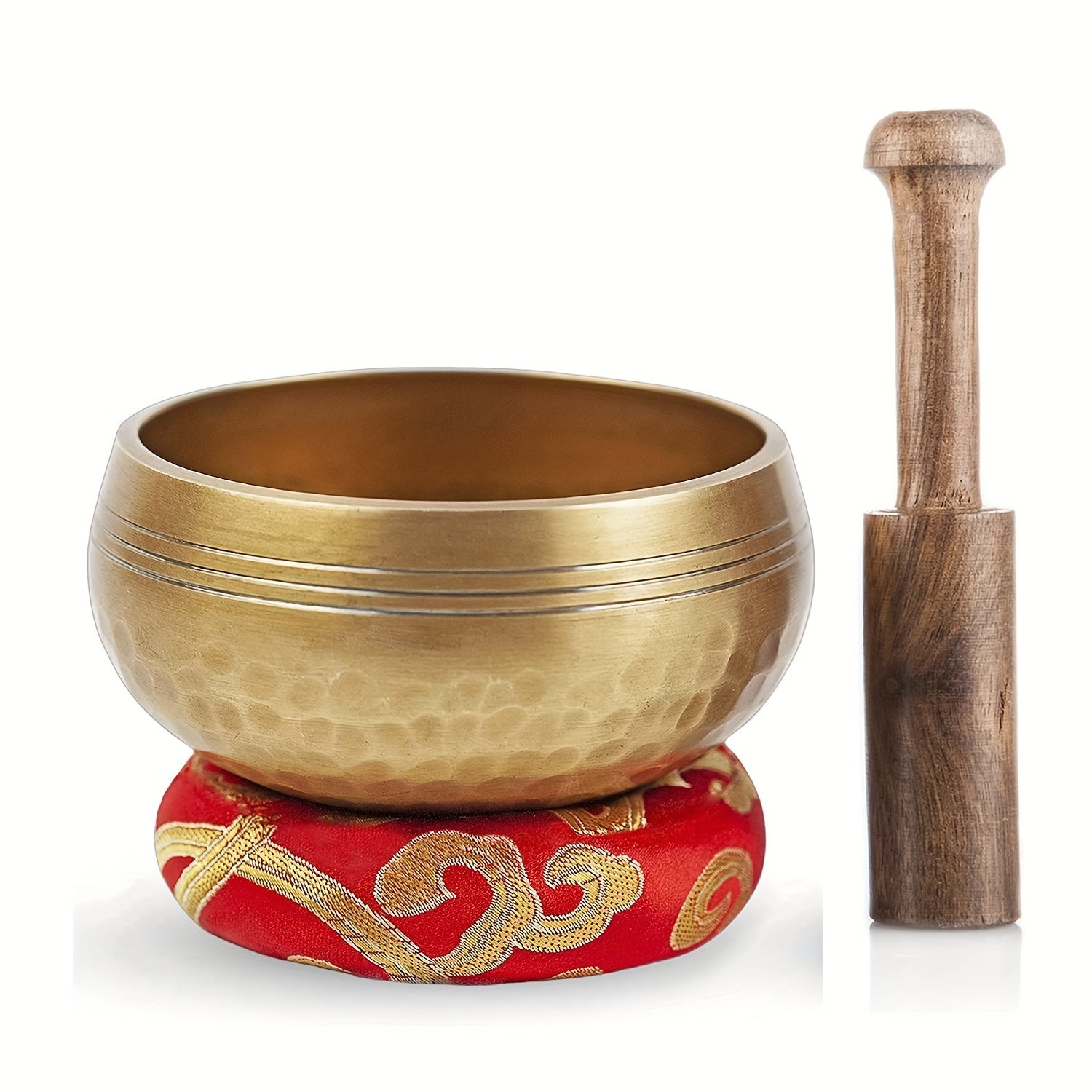 Golden Copper Tibetan Singing Bowl Set for Meditation Yoga Reiki Travel