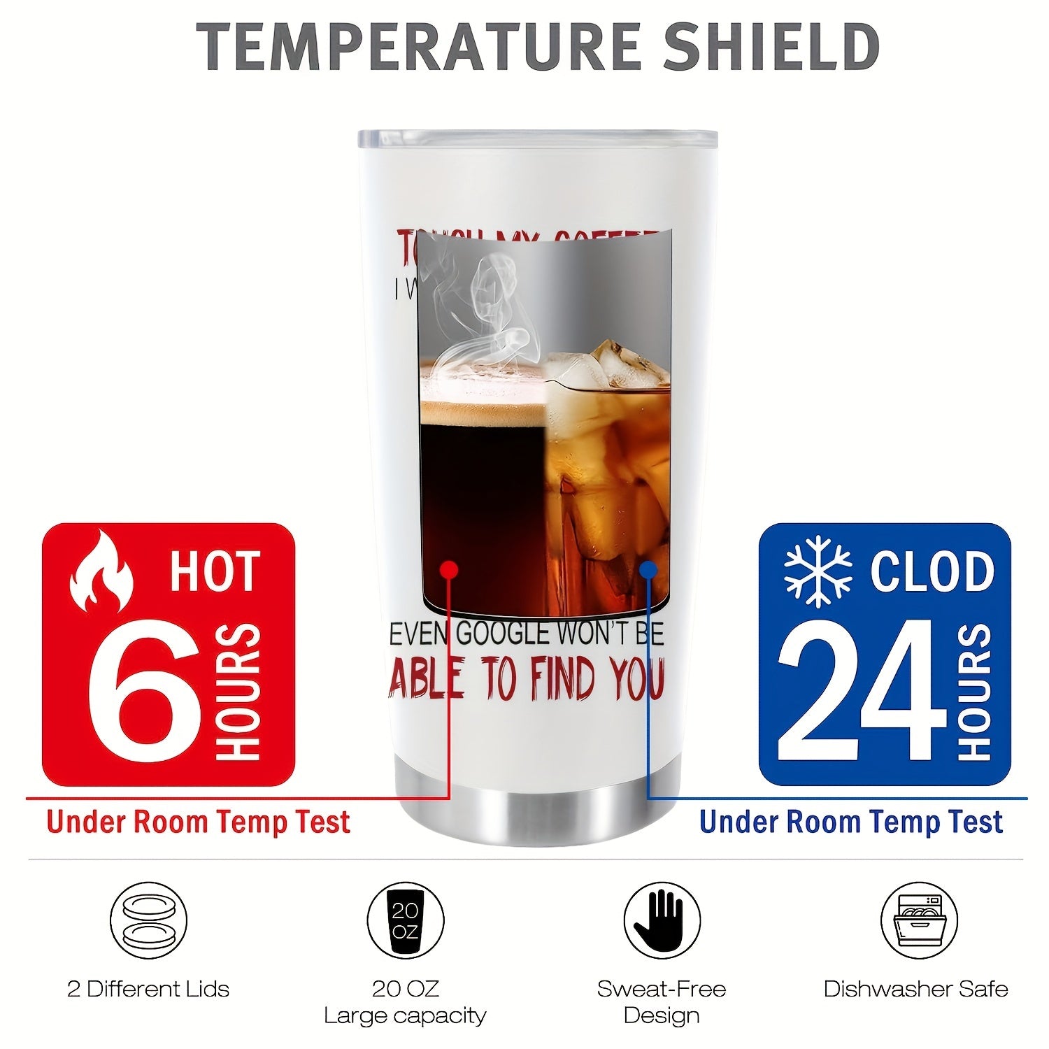 20oz Stainless Steel Cat Tumbler Double Wall Insulated Hot Cold Drinks Gift