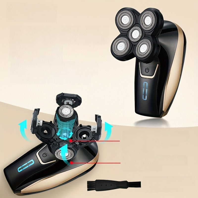 Afeitadora eléctrica con cinco hojas flotantes, recargable por USB, completamente lavable, regalo para el Día del Padre