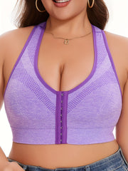 Women's Large Size Sports Bra Without Steel Ring Breathable Front Buckle