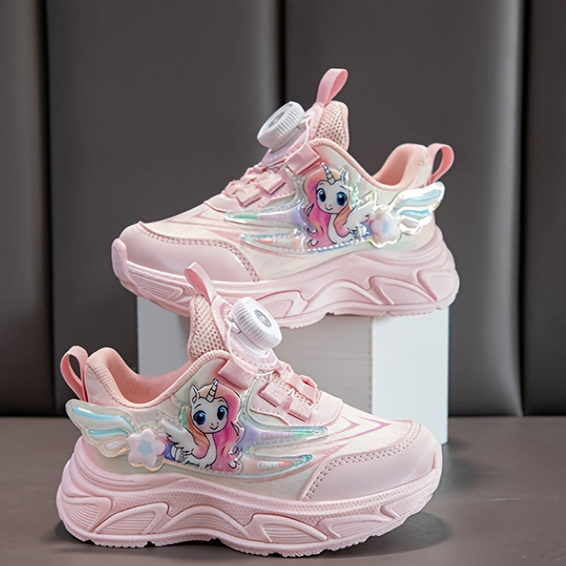 Pink Unicorn Cartoon Sneakers for Girls All-Season Cushioned Non-Slip Sole