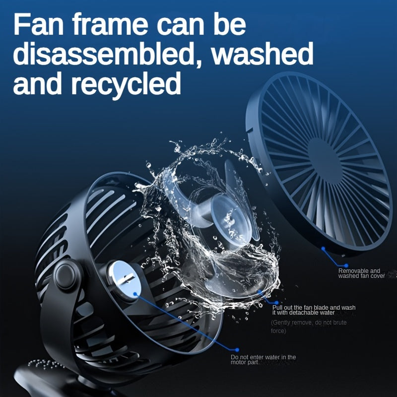 Mini Portable Clip-On USB Rechargeable Fan for Students Dorms Classroom