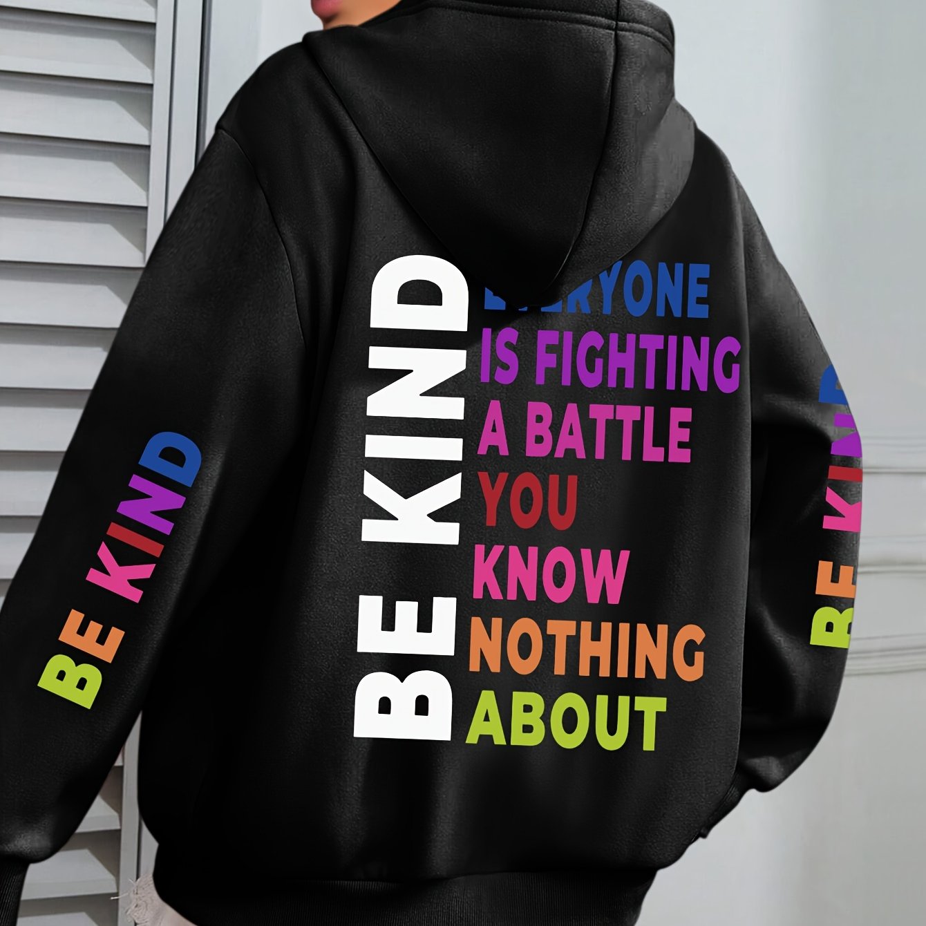 Women’s Knit Hoodie with Alphabet Pattern Casual Fall Winter Big Size
