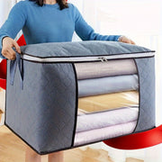 Bolsa organizadora de almacenamiento extra grande con ventana transparente y cremalleras duraderas para ropa de cama y edredones