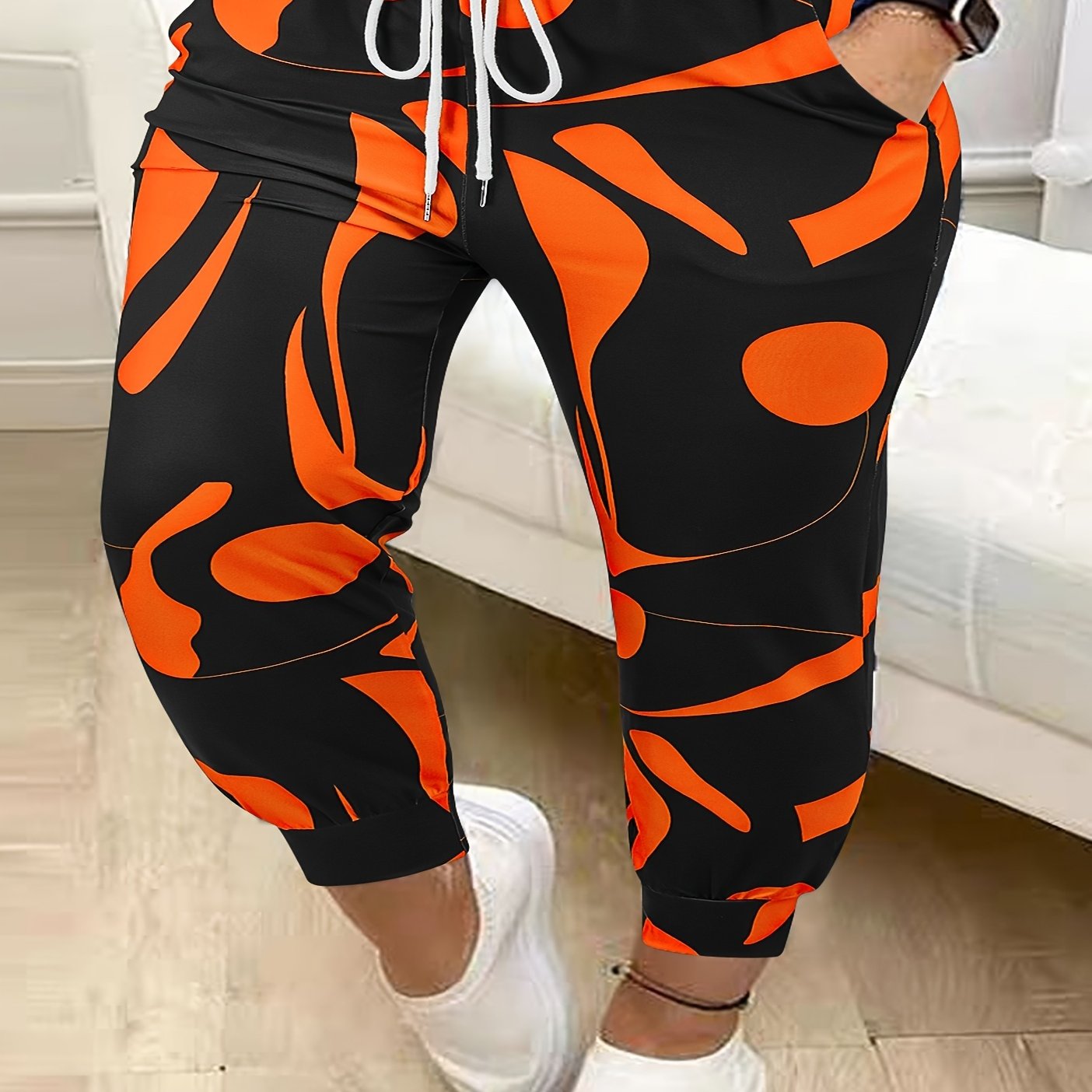 Women's Plus Size Harem Pants Polyester Elastane Casual Drawstring