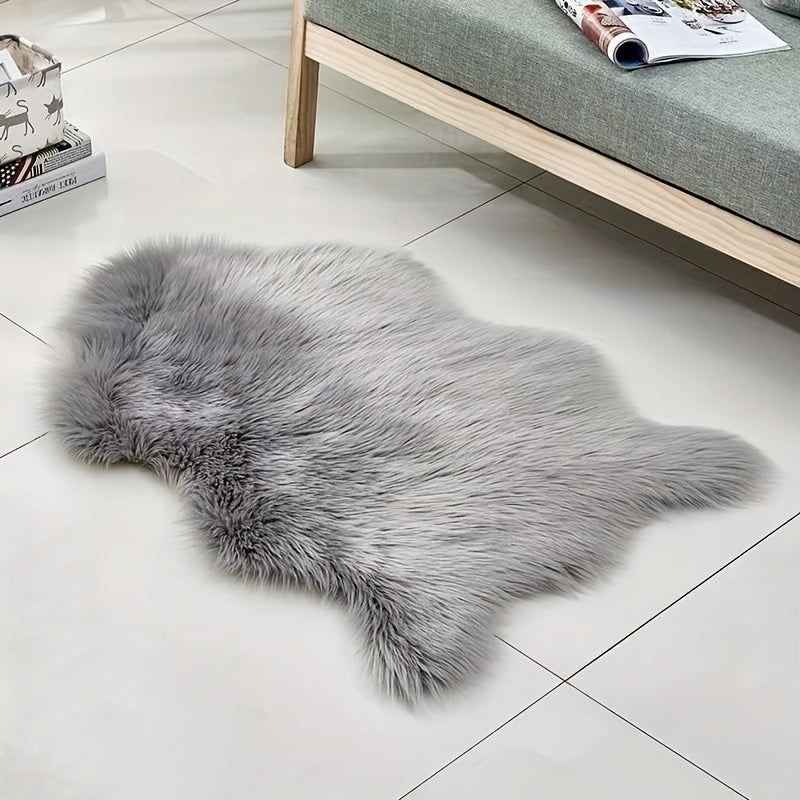 Faux Sheepskin Area Rug, Solid Color, Lightweight, Easy to Clean, Indoor Use