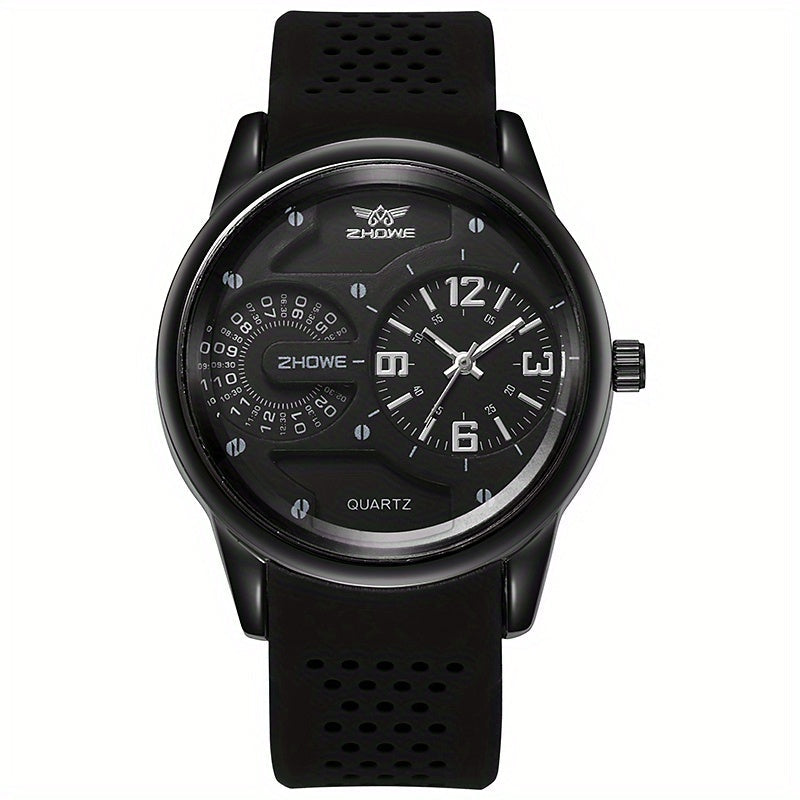 Reloj de silicona para hombre con correa transpirable e a prueba de sudor, movimiento de cuarzo, pequeña decoración en la esfera