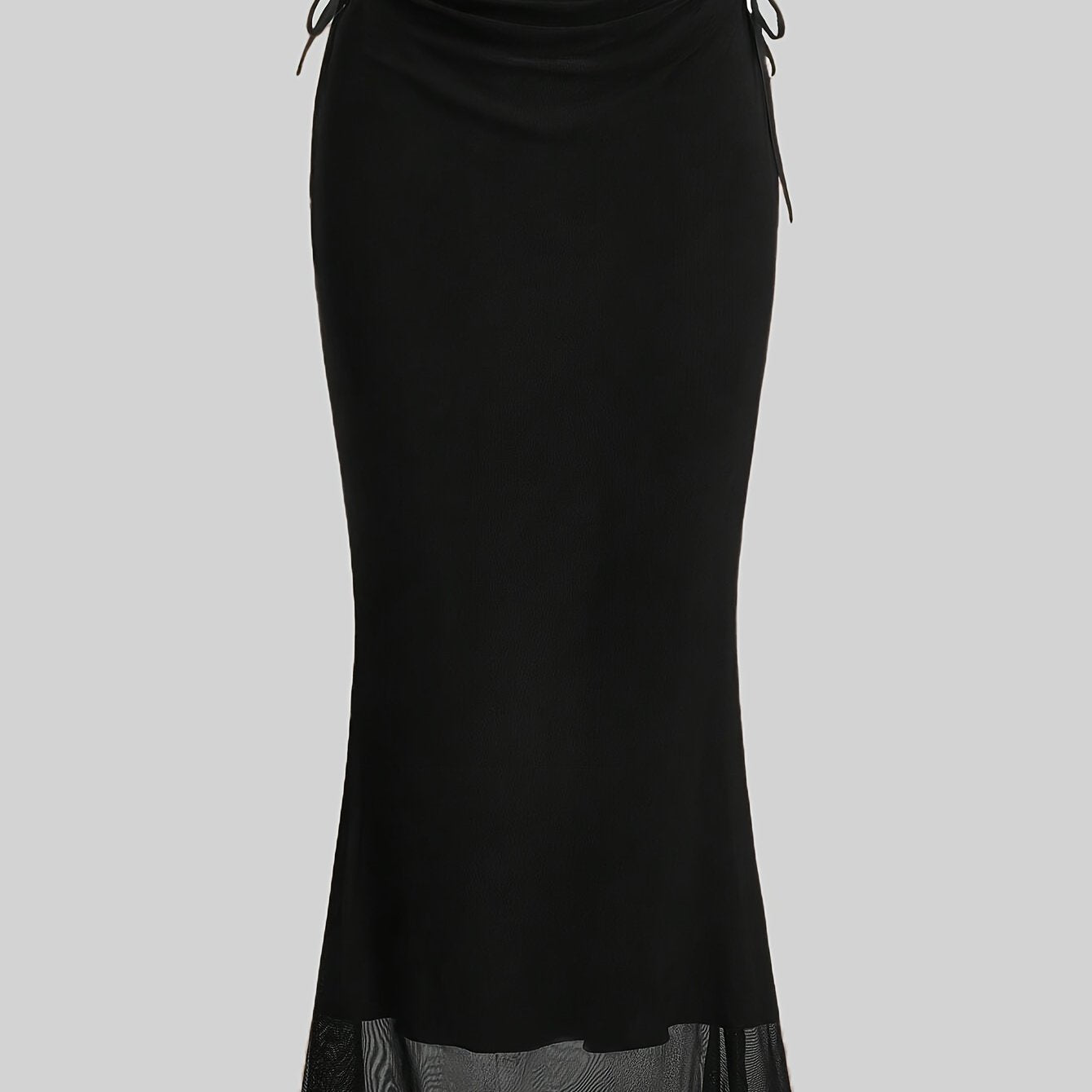 Women's High Waist Lettuce Trim Skirt with Side Tie for Spring and Fall