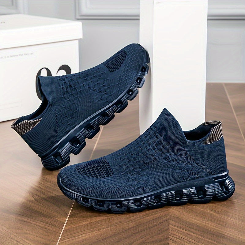 Men's Slip-On Sock Shoes Breathable Knit Non-Slip Soft Sole Casual Outdoor Sneakers