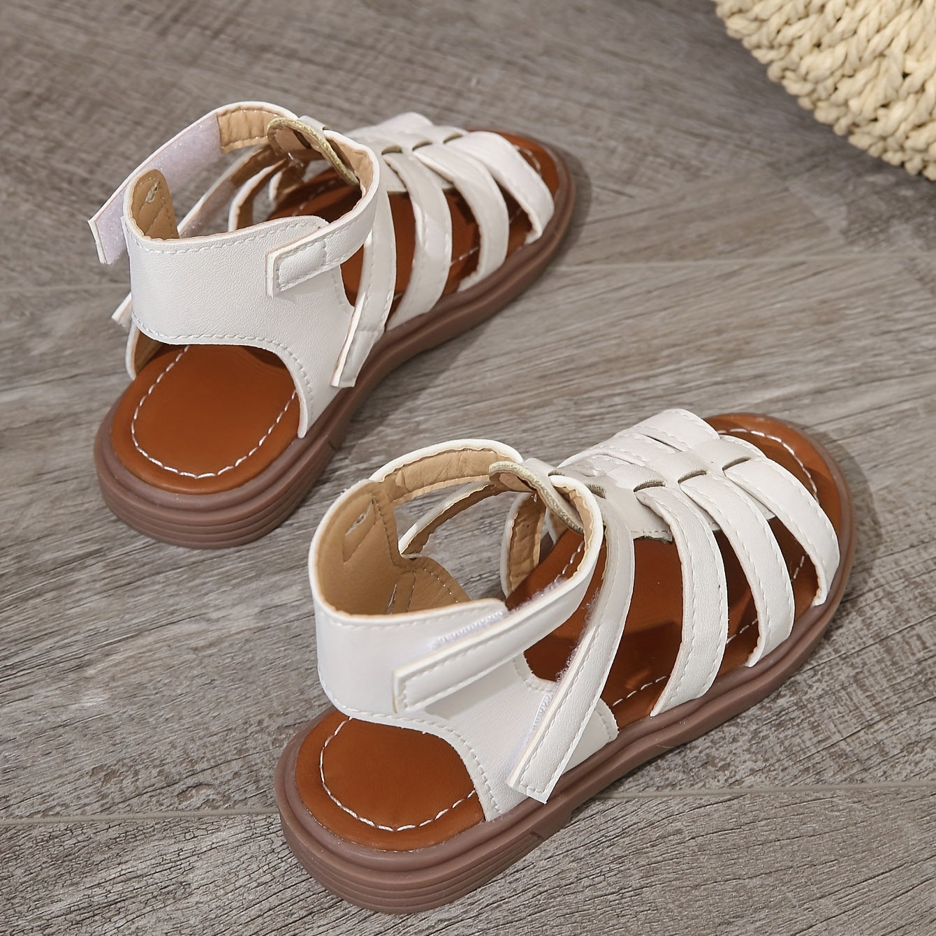 Girls' Braided Headband Sandals for Summer and Festivals with T-Strap and Open Toe