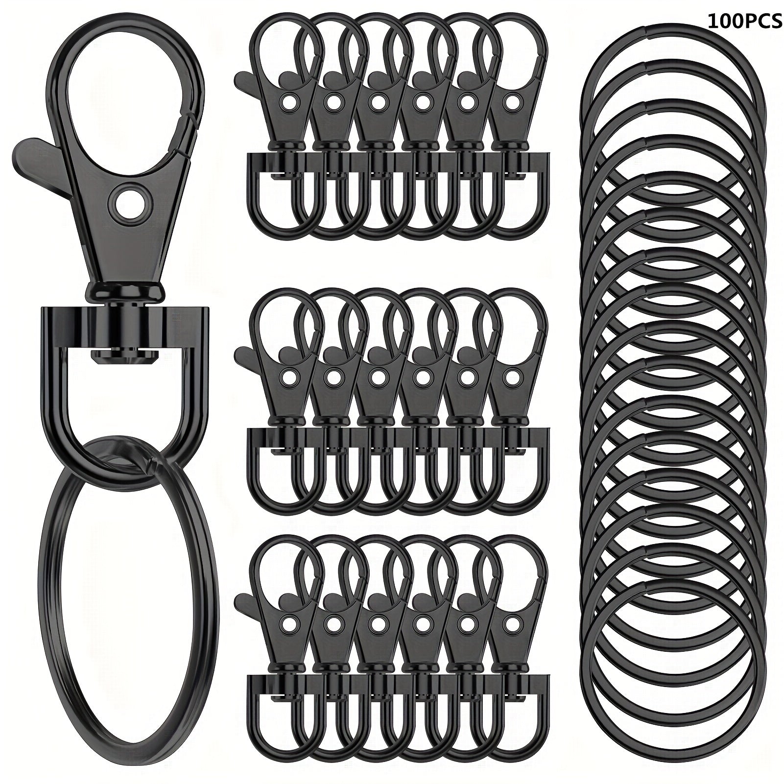 Jewelry Findings 100pcs Rotating Lobster Clasps Keychains and Rings for Crafts