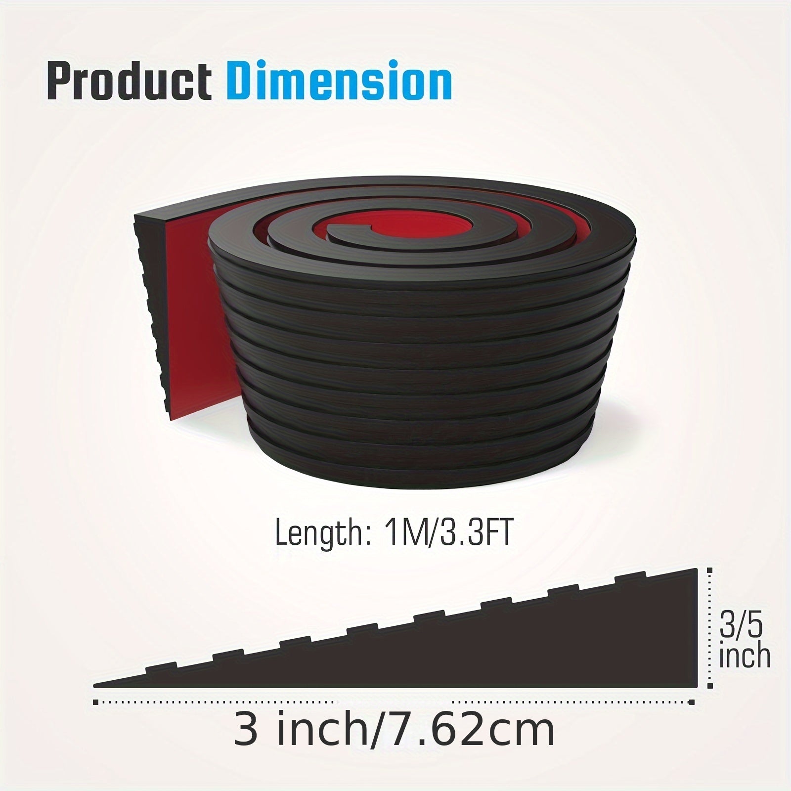 Self-Adhesive Rubber Door Threshold Ramp 2/5 Inch Rise Non-Skid for Wheelchair