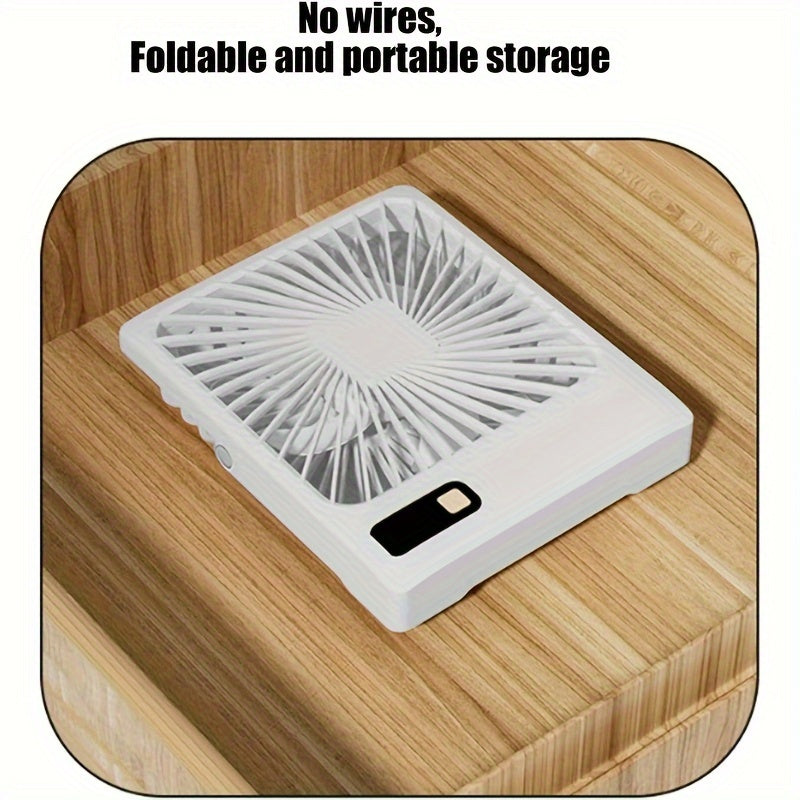 Portable Battery-Powered Desk Fan with 180° Tilt, 5-Speed, USB Charging
