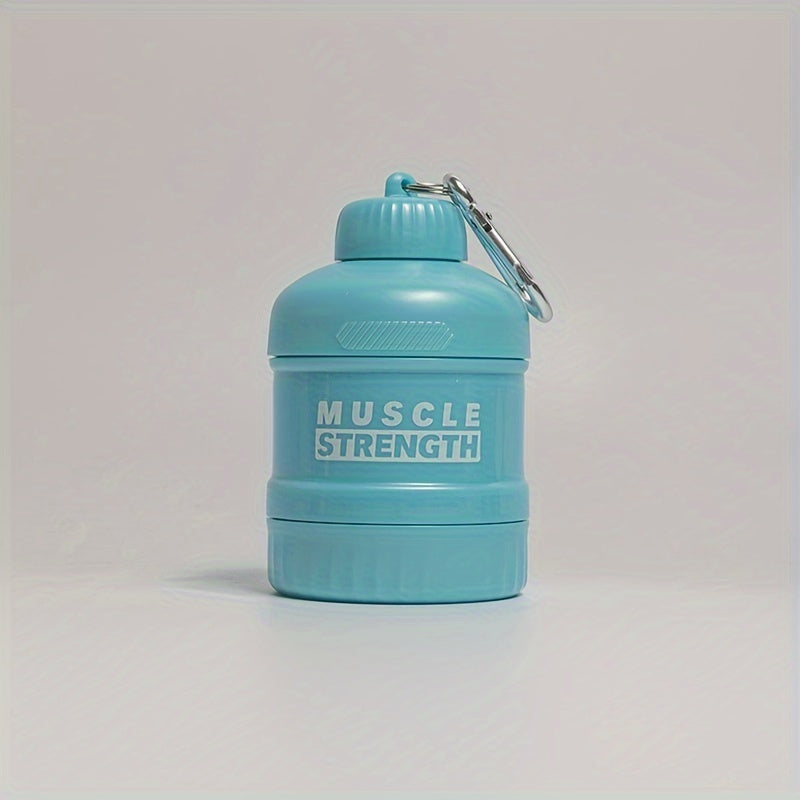 Portable Protein Powder Container with Multi-Tier Plastic Bottle and Keychain for Gym and Outdoor Sports