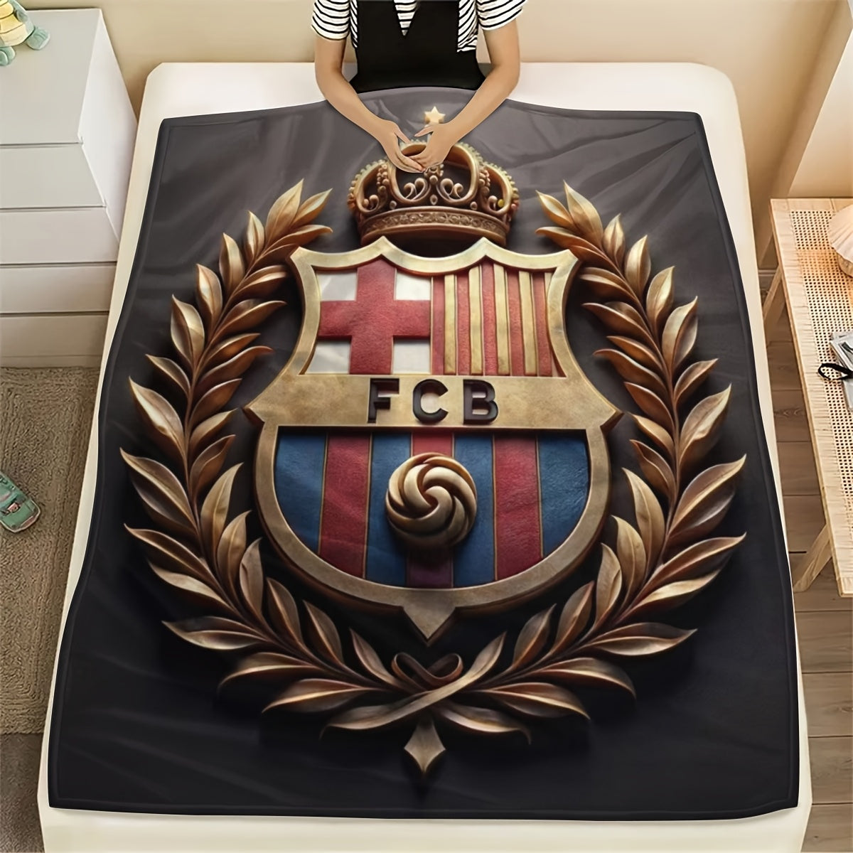 Manta de felpa estilo asiático, poliéster, ligera, para todas las estaciones, regalo para fanáticos del deporte