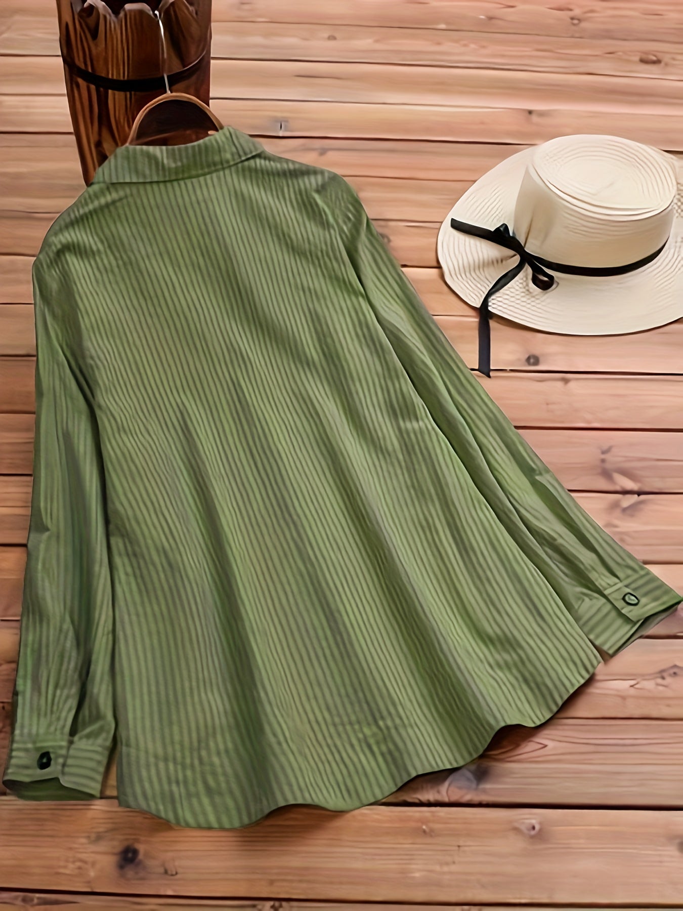 Women's Woven Polyester Blouse with Boho Collar and Rollable Sleeves