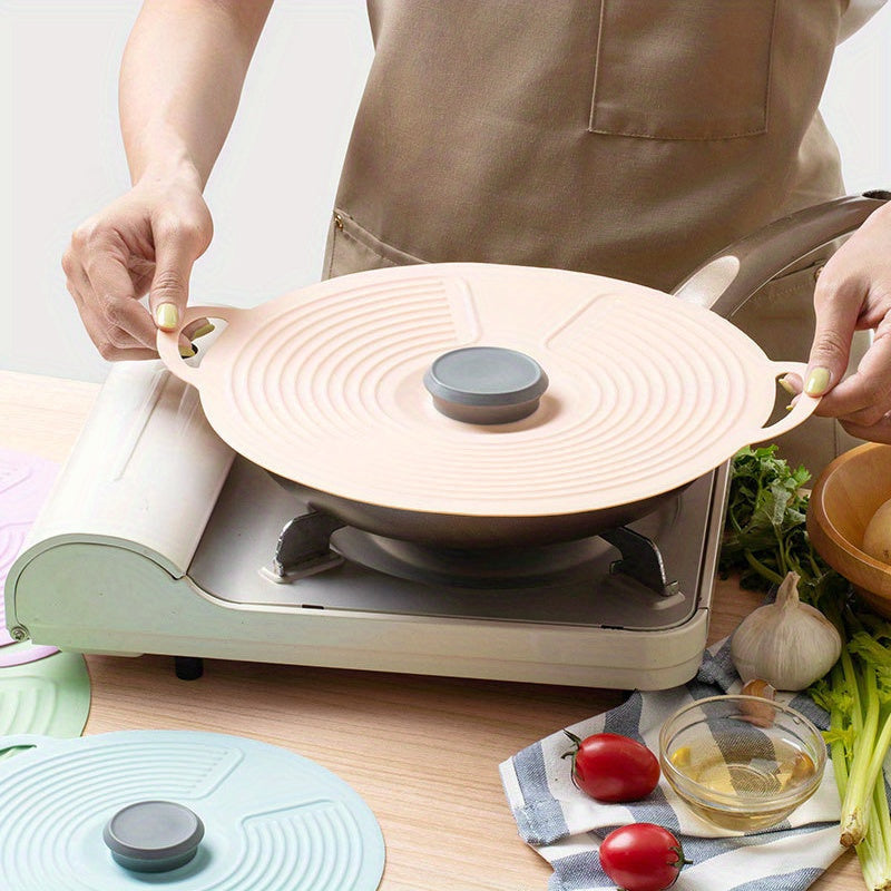 Oshxona aksessuari: Qaynatishdan himoya qiluvchi silikon qozon qopqog'i va ko'p maqsadli pishirish qopqog'i, PET materialidan tayyorlangan, turli xil pishirish idishlari uchun changdan himoyalovchi asbob.