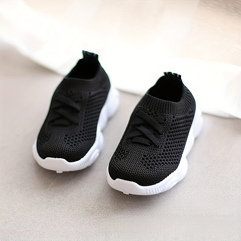 Kids Casual Sneakers Boys Girls Breathable Non-Slip Lace-Up Low Top Solid Color