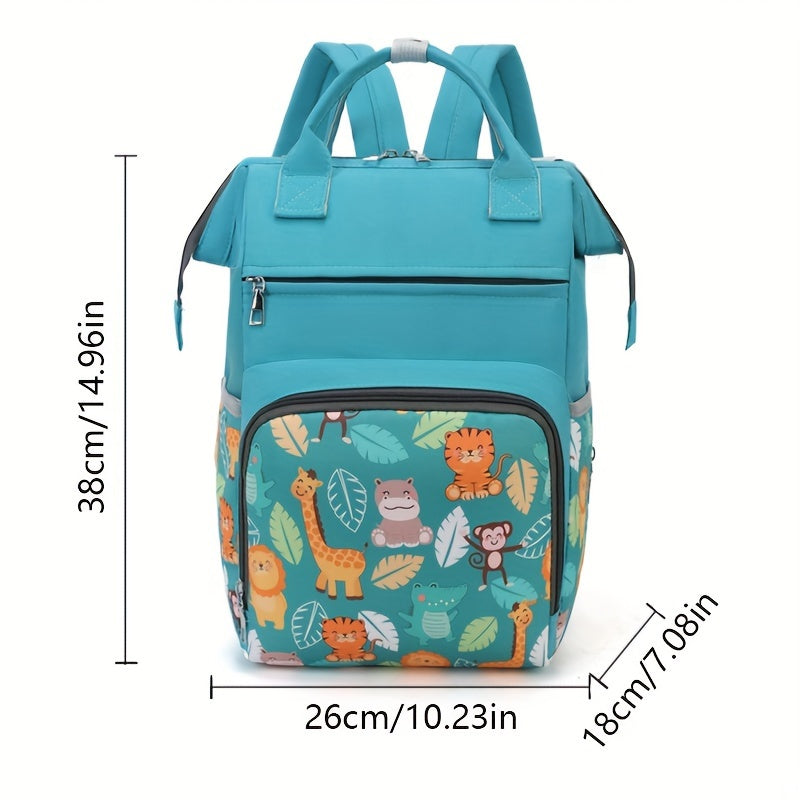 Cartoon Print Diaper Bag for Moms with Spacious Storage and Versatile Backpack