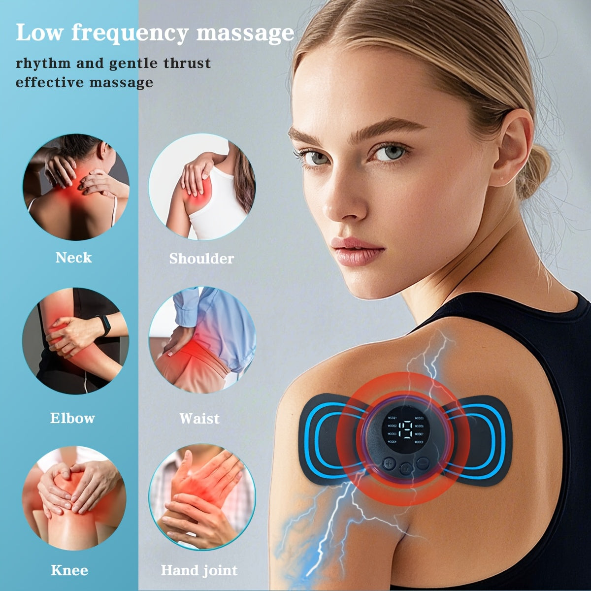 Portable Home Massager with 8 Modes 19 Intensity Levels Rechargeable EMS Neck Waist Body