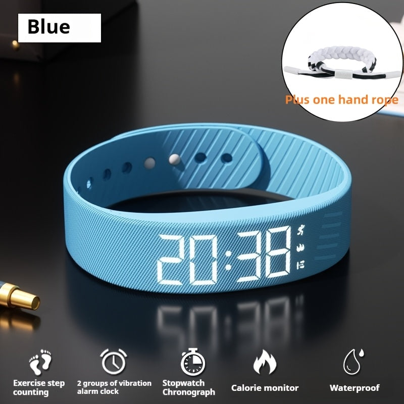 Digital Smartwatch for Students and Sports Enthusiasts White and Black Luminous Display Timer Alarm Silicone Band Rechargeable