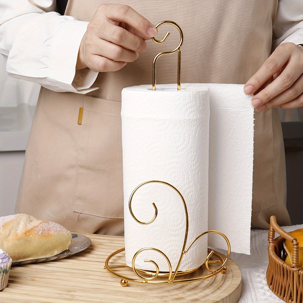 Gold Stainless Steel Tissue Holder for Kitchen and Dining Table