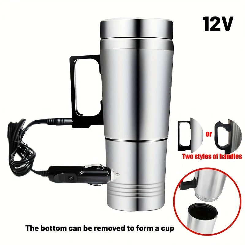 12V 24V Metall avtomobil issiq chashka, yashirin stakan bilan izolyatsiyalangan elektr sayohat uchun qahva va suv shisha