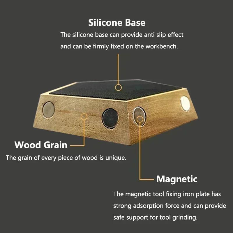 Yog'och asosli kichik pichoq silliqlash mashinasi, zanglamas po'lat komponentlar, olmos va whetstone silliqlash toshlari, 5 sozlanadigan burchaklar va oshxona pichoqlari uchun magnit tortish uchun.