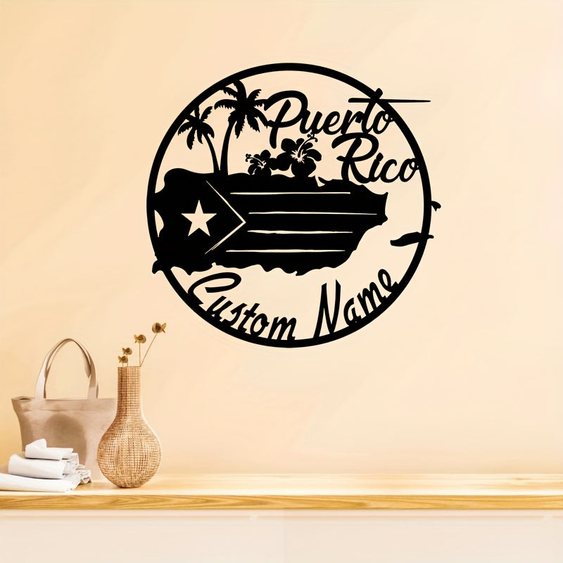 Personalized Puerto Rico Metal Wall Art Flag Decor Durable Sign for Home Room