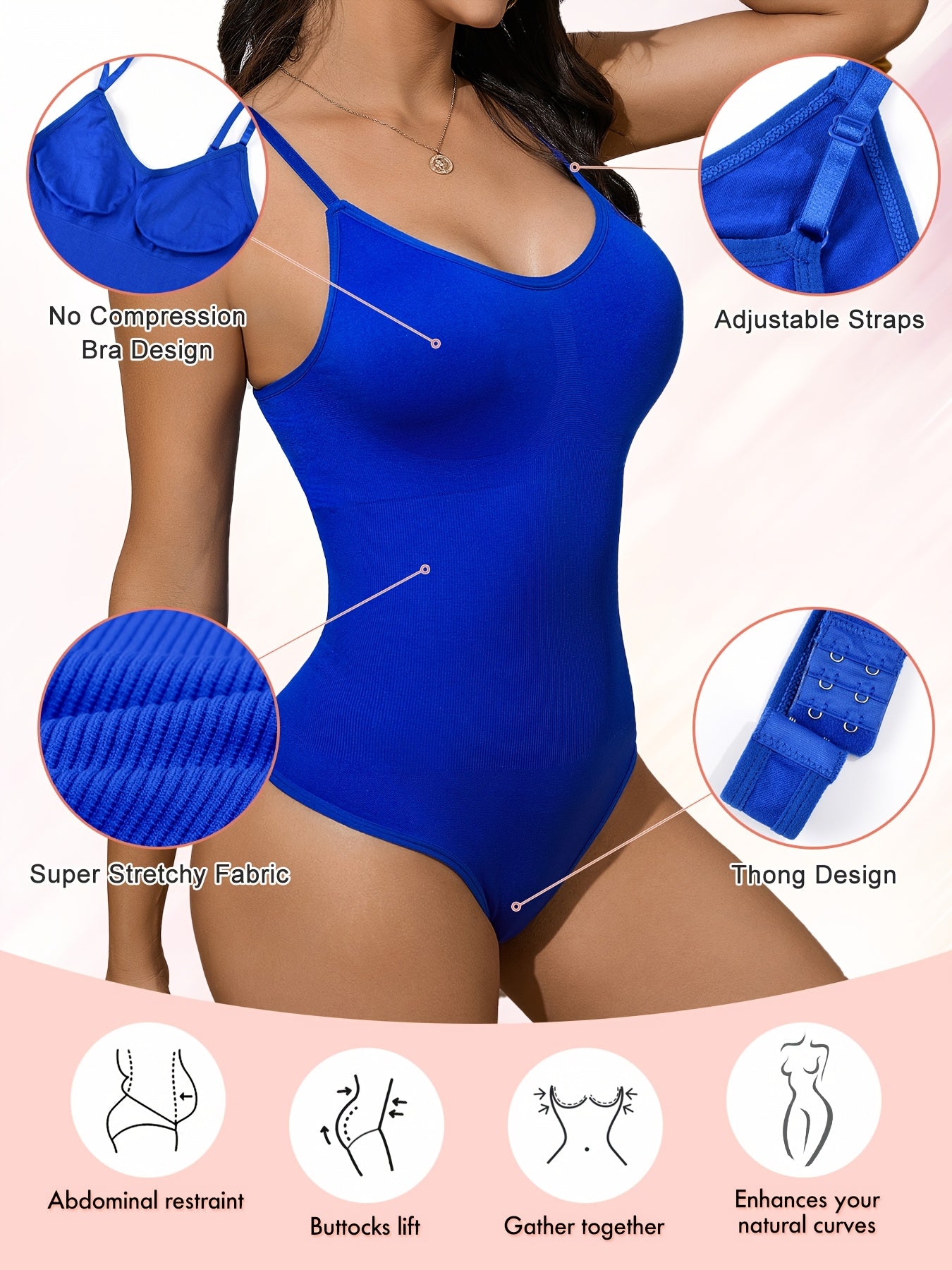 Body moldeador femenino con soporte alto, control de abdomen, levantamiento de glúteos, punto acanalado, nylon ligero con elastano