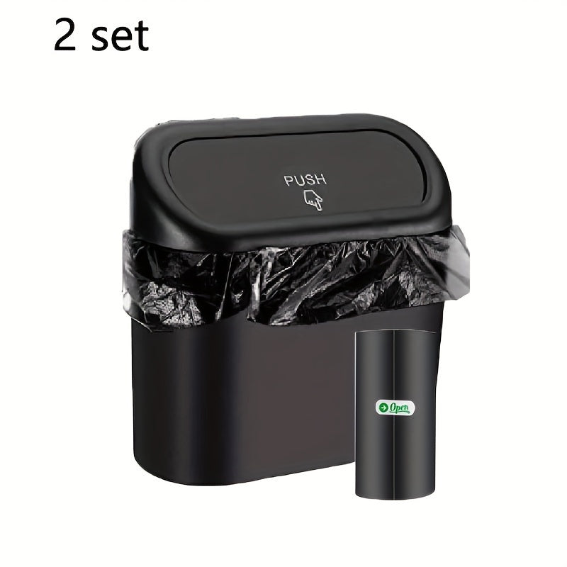 Mini Car Trash Can with Lid and Garbage Bags Leak-Proof ABS