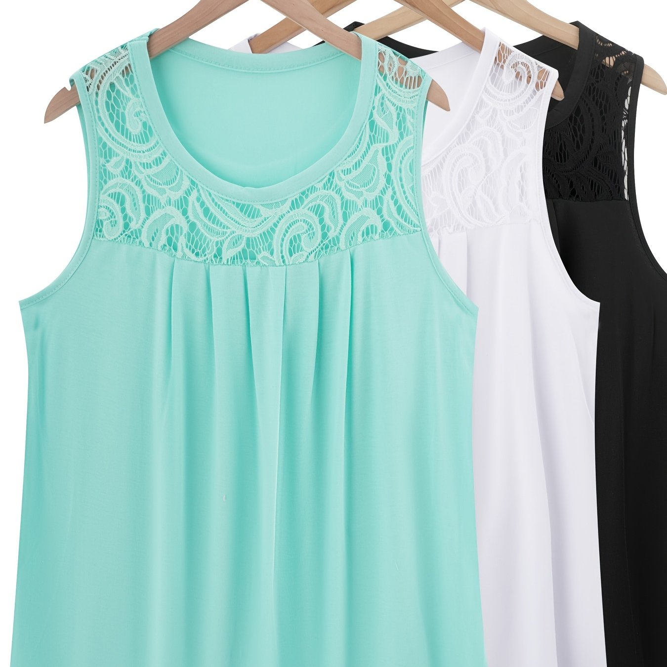 Женский комплект топов без рукавов с рюшами, дышащий полиэстер, кружево, стиль для отпуска