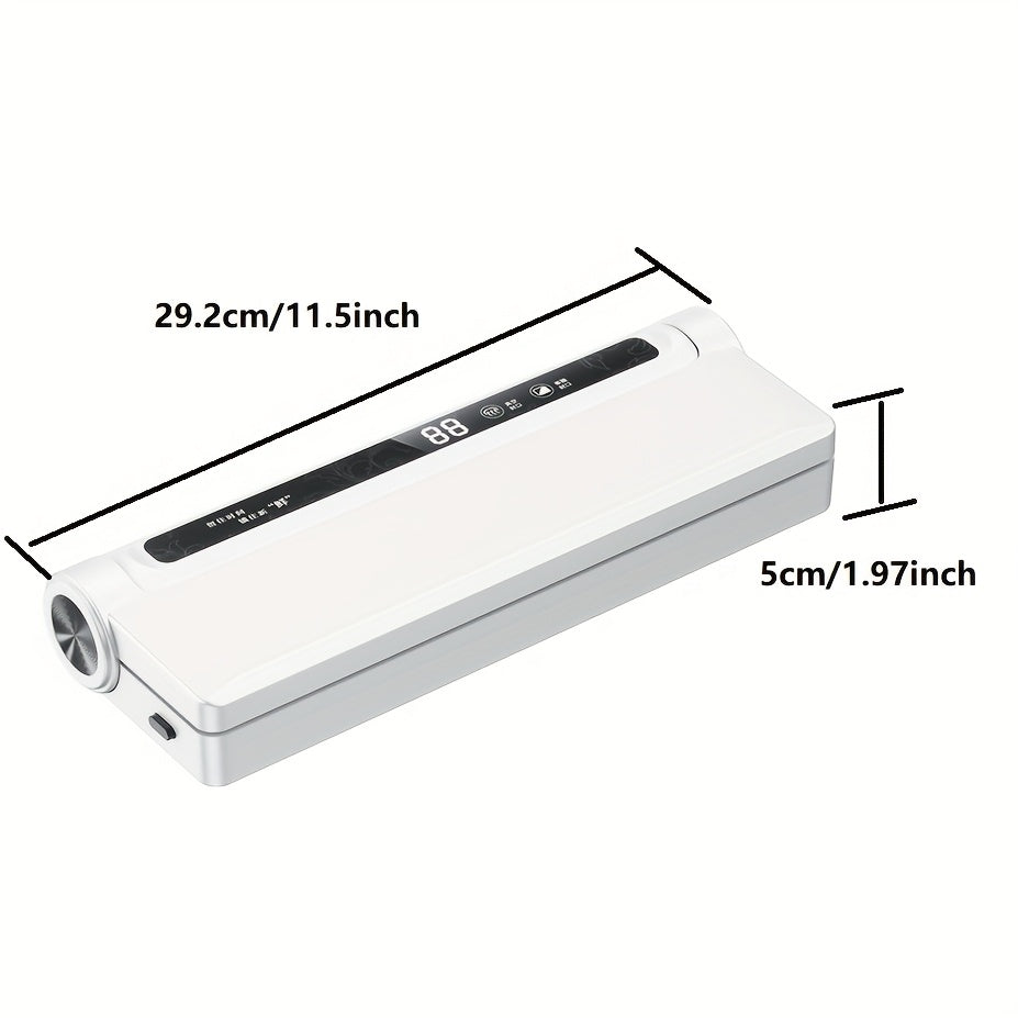 Компактный вакуумный упаковщик с европейской вилкой, белый ABS, увеличивает свежесть продуктов с помощью многоразовых вакуумных пакетов