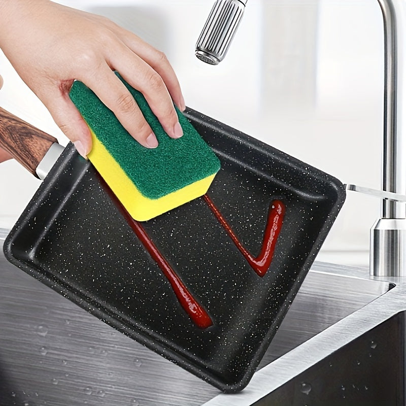 Yaponiya Tamagoyaki qovurilgan tuxum panni, yog'lamaydigan, yog'och tutqichli, nonushta uchun pishirish panjasi