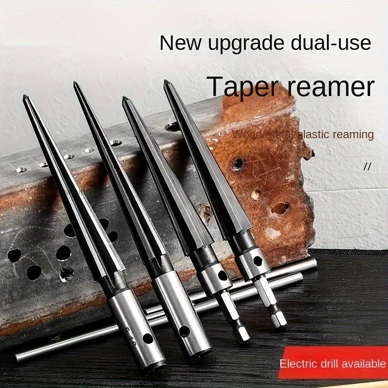 Tapered Hex Reamer Hand Tool for Taper Holes, Chamfering, Sinking Screws