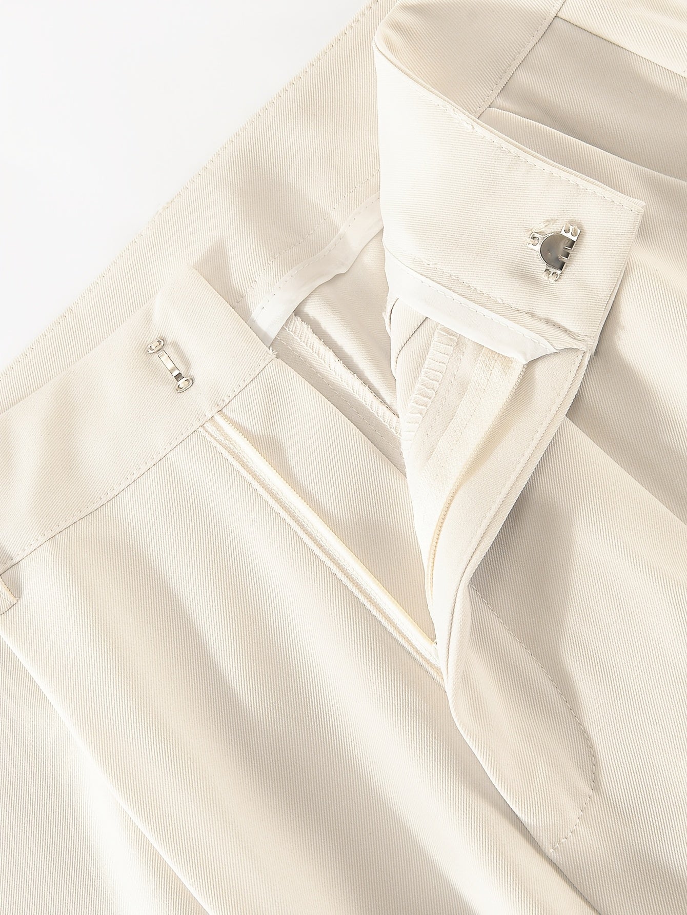 Women's Beige Wide Leg Pants High Waist Straight Casual Polyester All Seasons