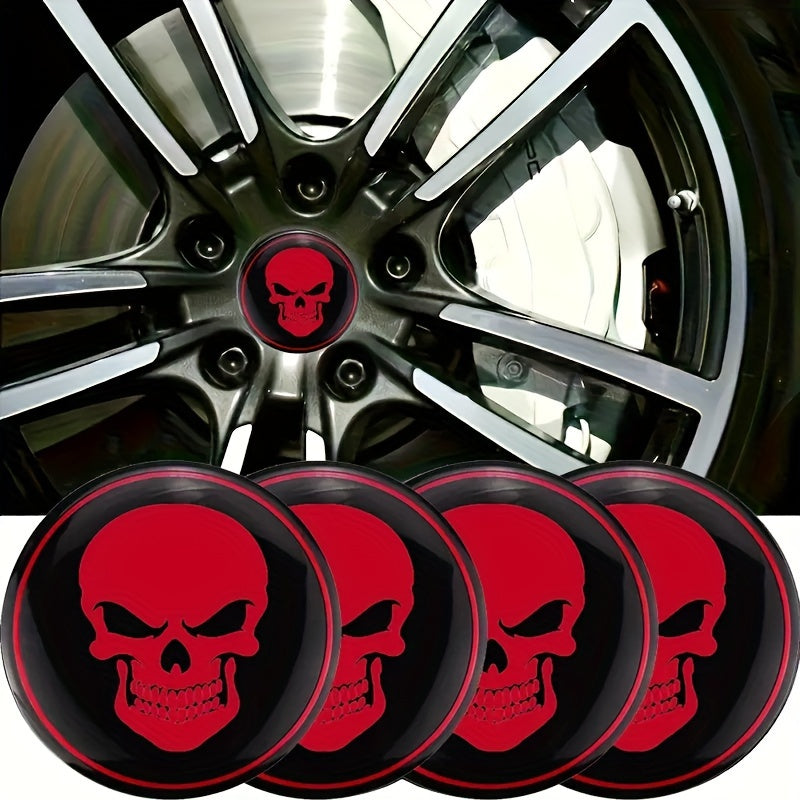 4pcs Car Wheel Center Hub Caps 56mm 3D Emblem Stickers Skull Cover