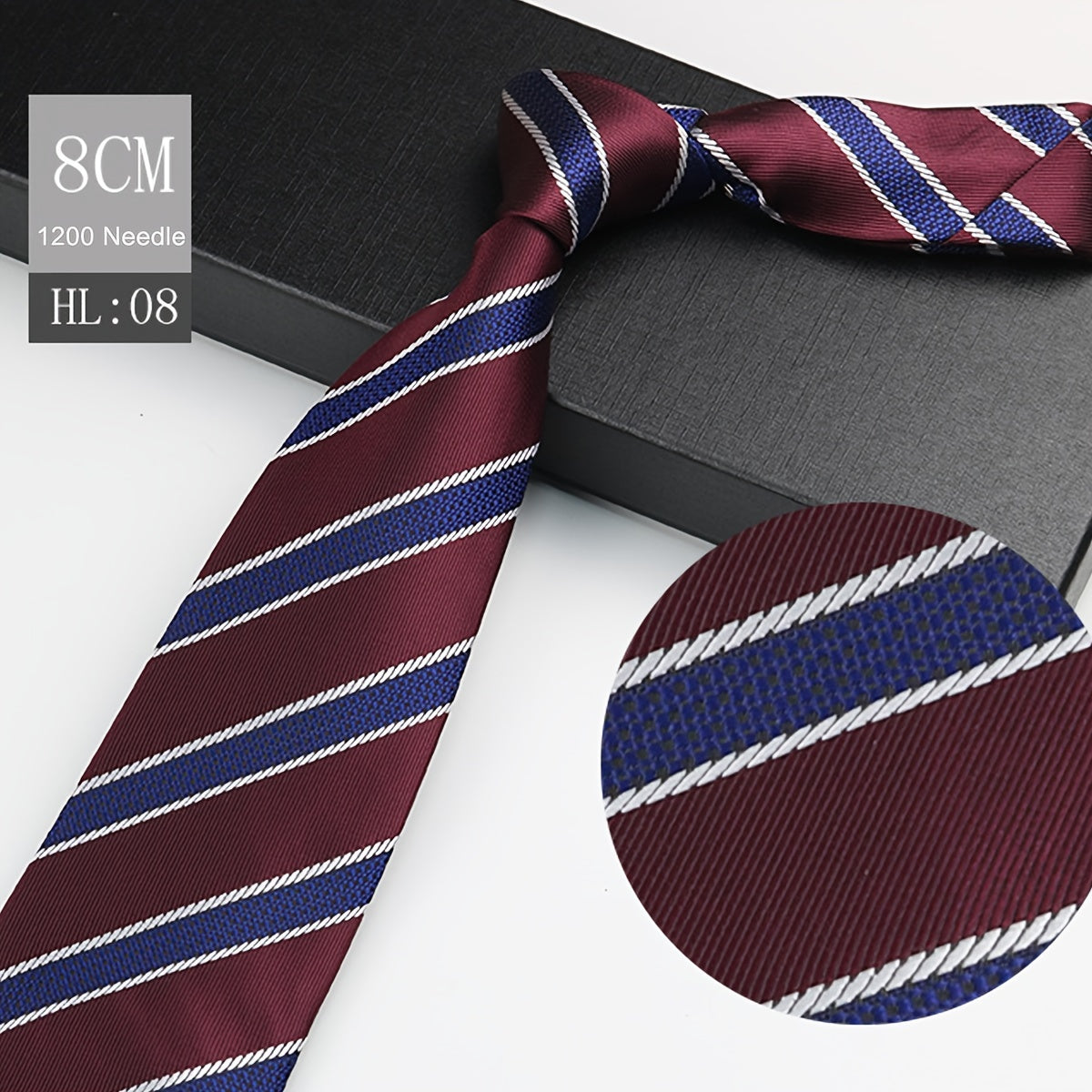 Men's Red Polyester Necktie 8cm Wide for Weddings and Business Events