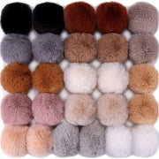 Faux Fur Pom Poms Set of 12 for Hats Keychains Scarves Bags Christmas Halloween