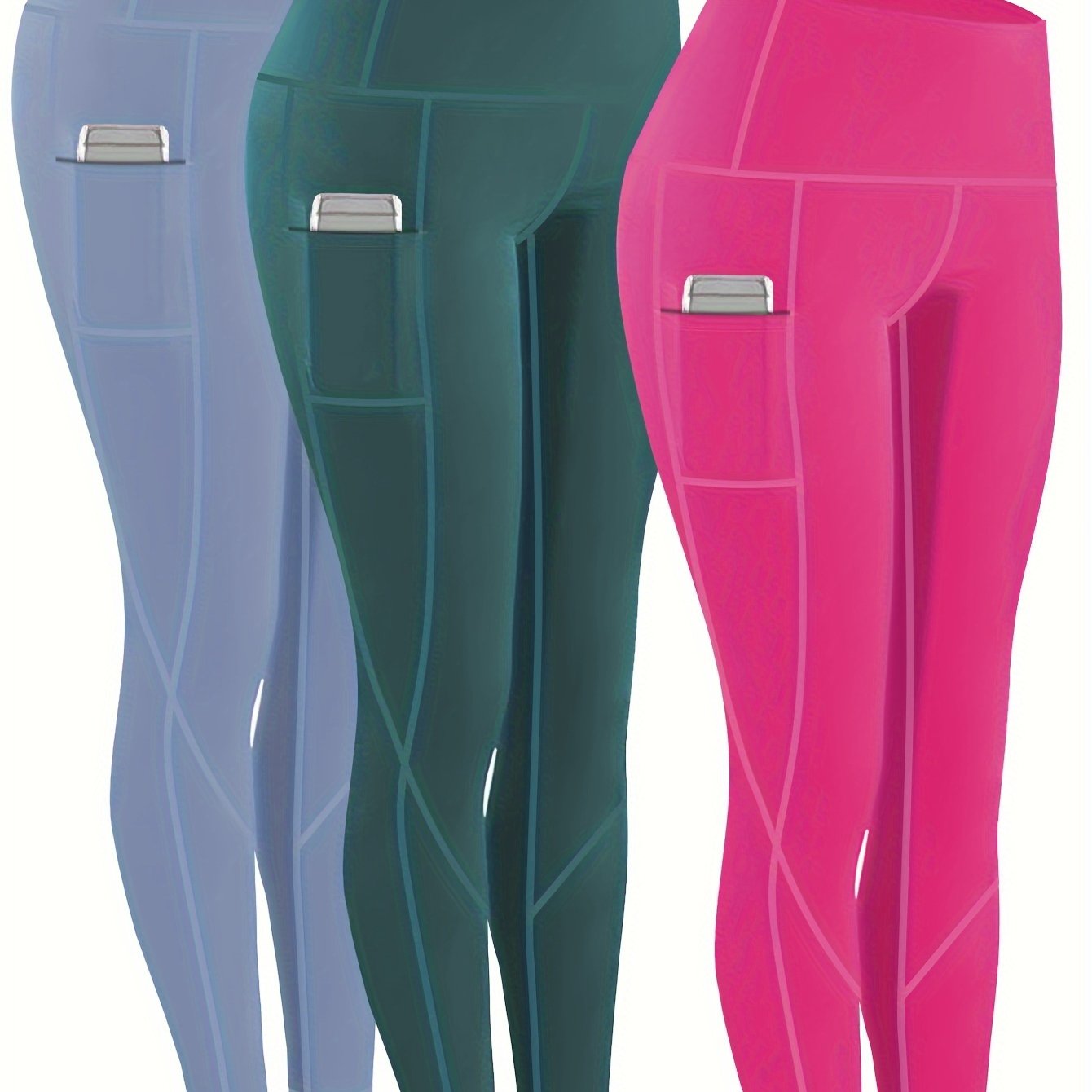 Plus Size Women's Yoga Leggings Set with Pockets High Stretch Spandex