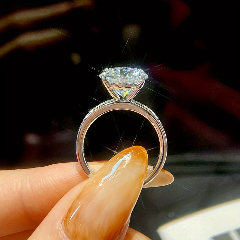 Sterling Silver Engagement Ring 5 Carat Moissanite Double Row Pigeon Egg Cut